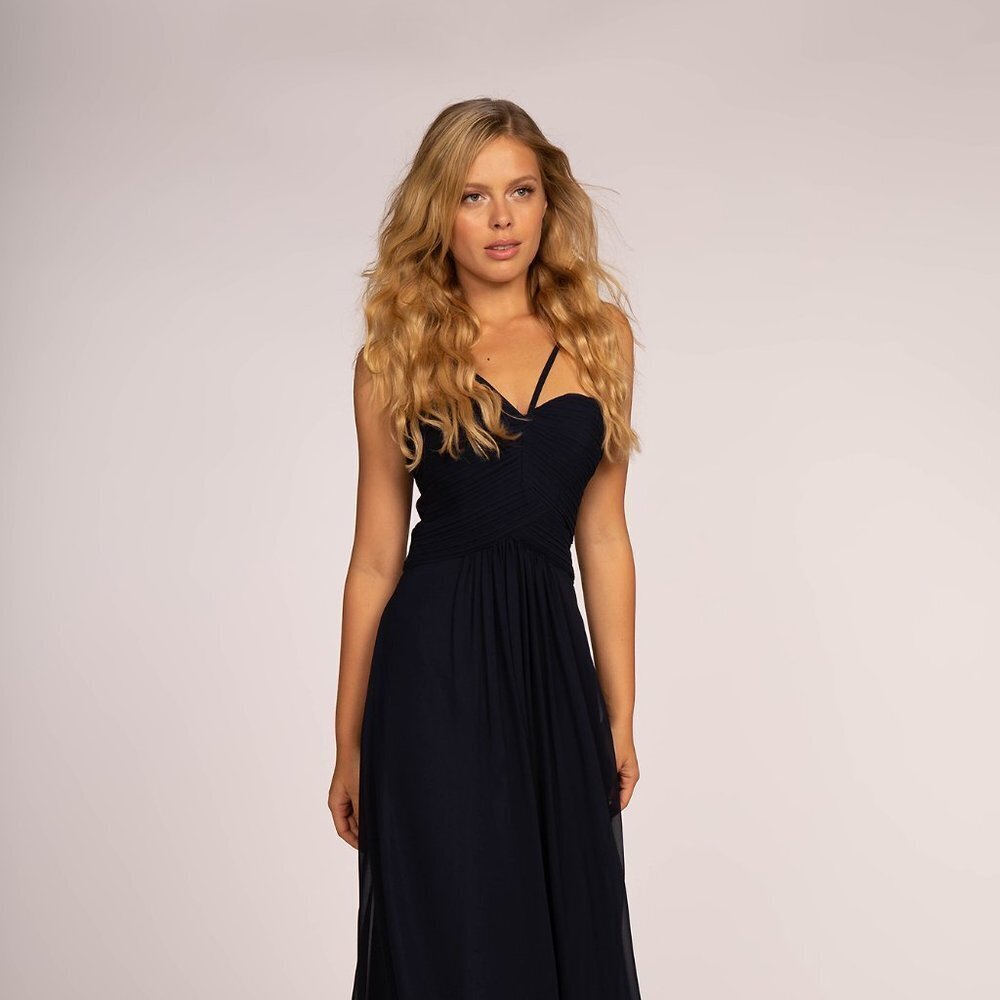 NEW LONG OFF THE SHOULDER SLEEVELESS A-LINE CHIFFON GOWN WITH ZIPPER BACK GL2607